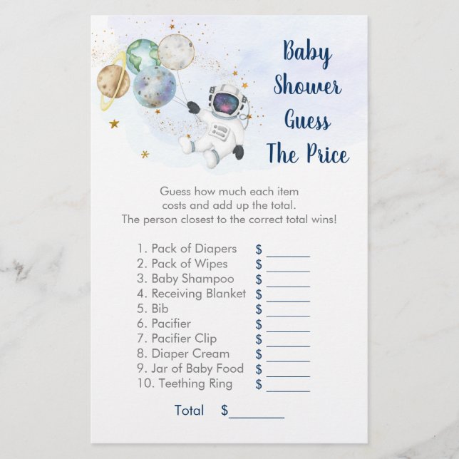 Papier Astronaut Blue Gold Space Devine Le jeu de prix (Devant)