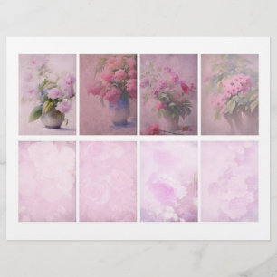 Papier ATC floraux roses pour les albums à gratte-ciel et