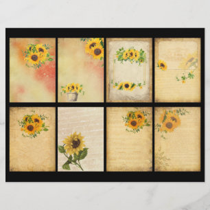 Papier ATC vintage pour le dépôt de tournesol