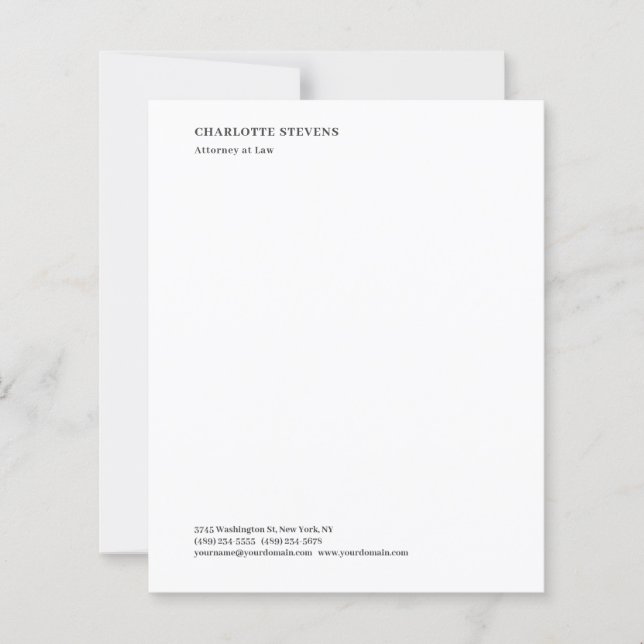 Papier Attorney at Law Minimalist Elegant Paper Sheet (Devant)