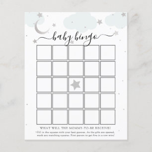 Papier Au-dessus de la Lune Baby Bingo Game Card