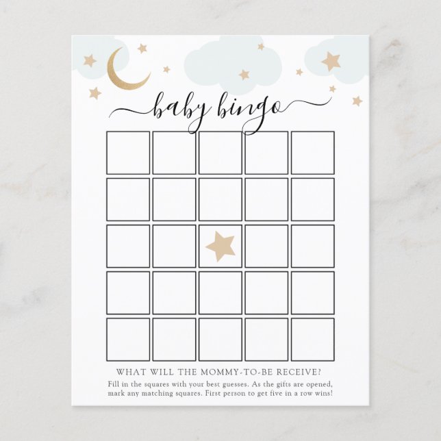 Papier Au-dessus de la Lune Baby Bingo Game Card (Devant)