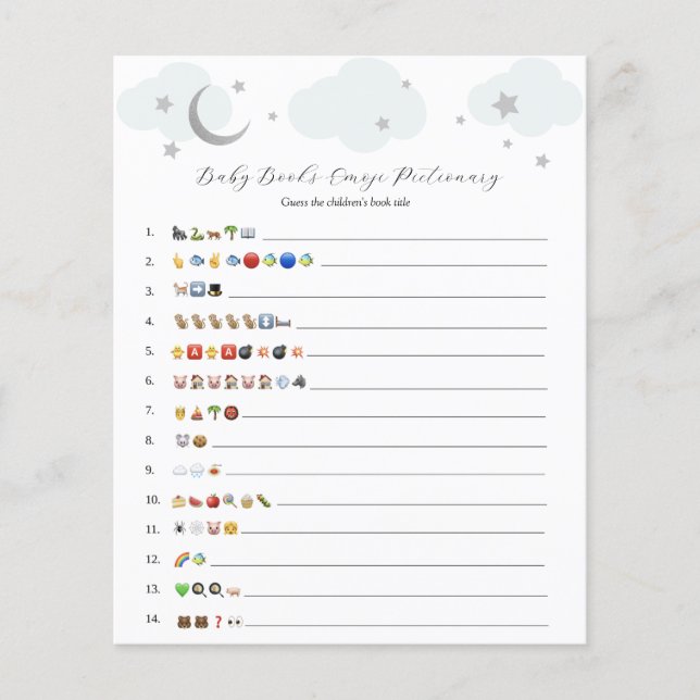 Papier Au-dessus de la lune Blue Silver Livres bébé Emoji (Devant)