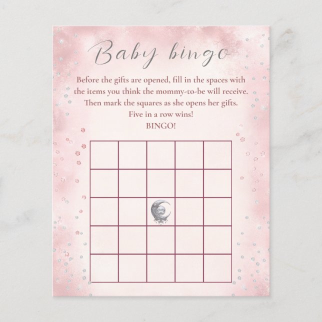 Papier Au-Dessus De La Lune Fille Baby shower Jeu Baby Bi (Devant)