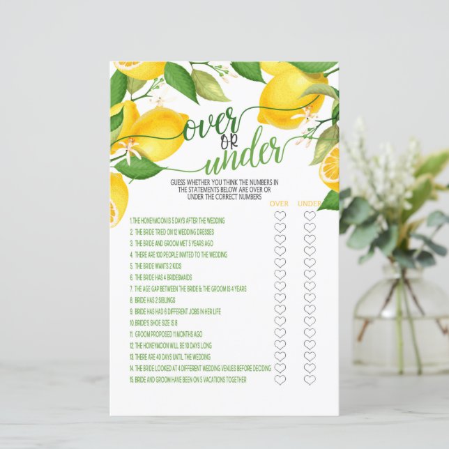 Papier Au-dessus ou en dessous du jeu - Citron (Debout devant)