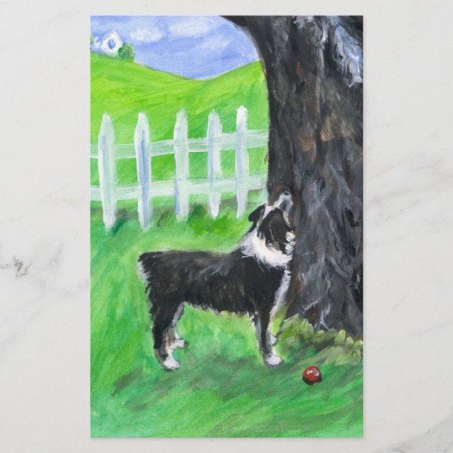 Papier Australian Shepherd voit un écureuil (Devant)