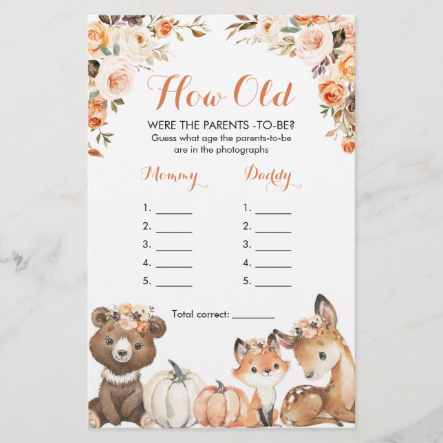 Papier Automne Bois Oh Bébé Quel âge avaient les parents (Devant)