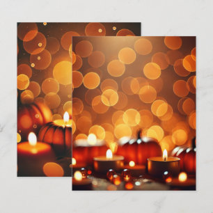 Papier Automne Bougie Lit Citrouilles Bokeh Scrapbook Pap