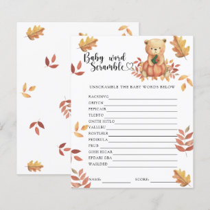 Papier Automne citrouille et ours - Baby Word Scramble Je
