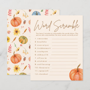 Papier Automne Citrouille Word Scramble Baby shower Jeu