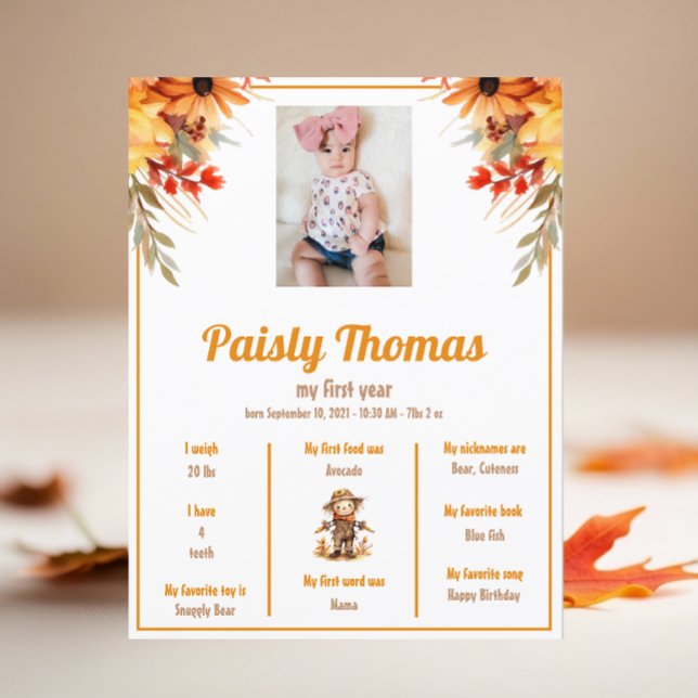 Papier Automne Ferme de tournesol 1er anniversaire Poster (Créateur téléchargé)