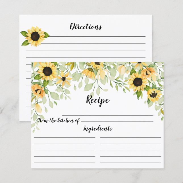 Papier Automne Fête des mariées de tournesol jaune Recett (Devant / Derrière)