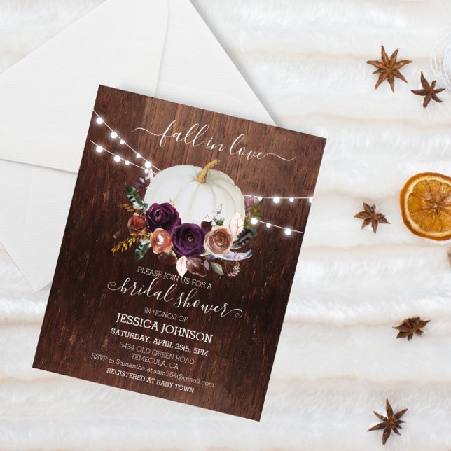 Papier Automne Floral Citrouille Fête des mariées de bois (Créateur téléchargé)