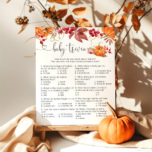 Papier Automne orange citrouille Baby trivia baby shower 