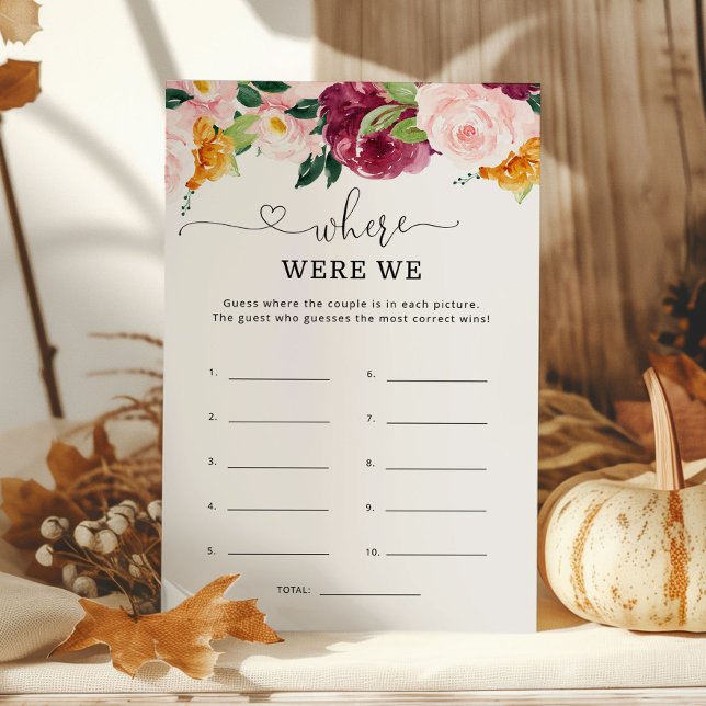 Papier Automne Où étions-nous le jeu de douche nuptiale (Créateur téléchargé)