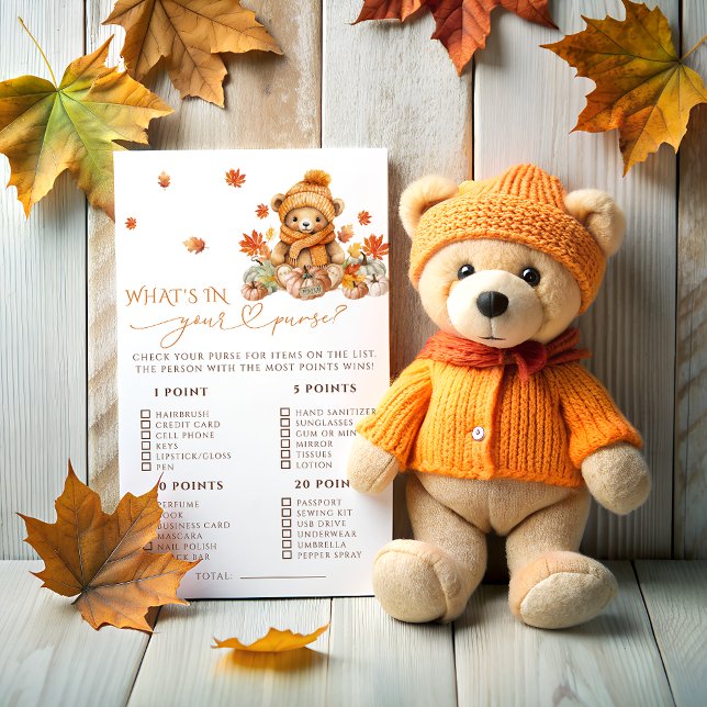 Papier Automne Ours Whats dans votre sac de Baby shower j (Créateur téléchargé)