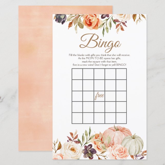 Papier Automne Pêche Citrouille Russe Floral Jeux de Bing (Devant / Derrière)