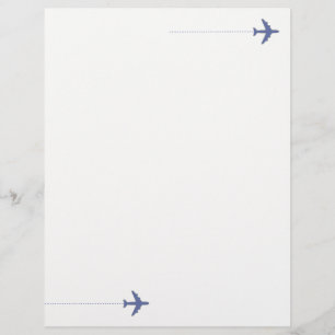 Papier avion de voyage bleu avec ligne pointillée sur bla