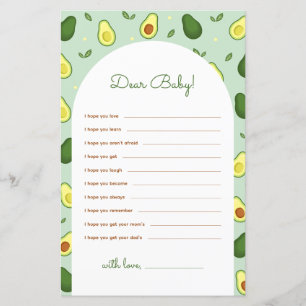 Papier Avocado Cher bébé souhaite Baby shower jeu