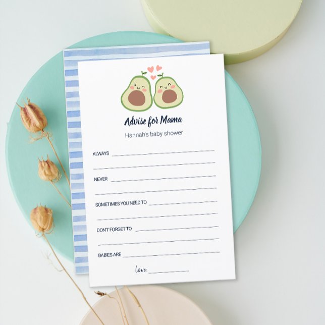 Papier Avocado Genre Neutre Baby shower Conseil Mama (Avocado Gender Neutral Baby Shower Advice Mama)