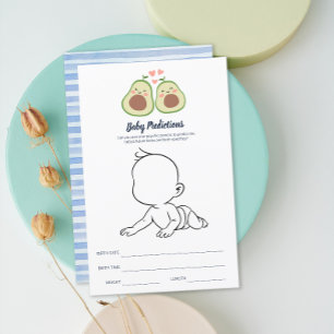 Papier Avocado Genre Neutre Baby shower Prédiction bébé