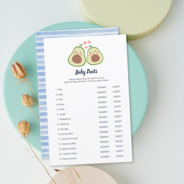 Papier Avocado Hommes Baby showers neutres Traits bébé (Avocado Gender Neutral Baby Shower Baby Traits)