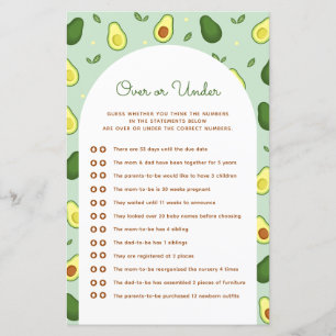 Papier Avocado Over or Under Baby shower Game