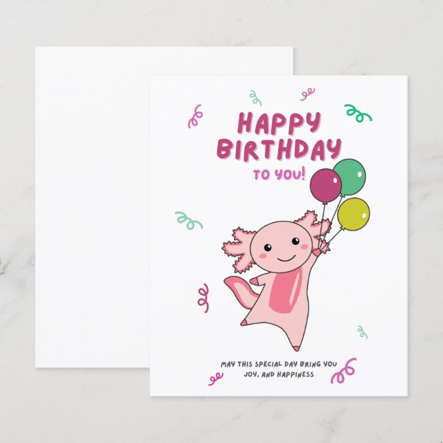 Papier Axolotl Vous Souhaite Bon Anniversaire Axolotls (Devant / Derrière)
