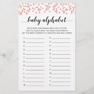 Papier Baby ABC jeu Baby shower partie Alphabet jeu