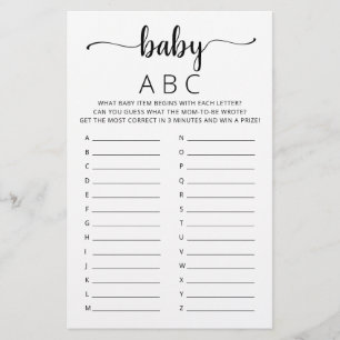 Papier Baby ABC jeu Baby shower partie Alphabet jeu