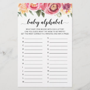 Papier Baby ABC jeu Baby shower partie Alphabet jeu