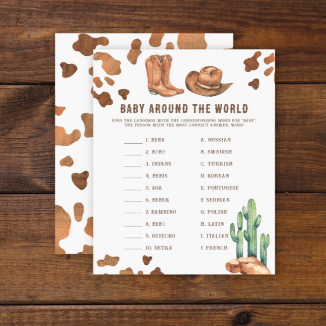 Papier Baby Around the world - Baby shower Cowboy (Créateur téléchargé)