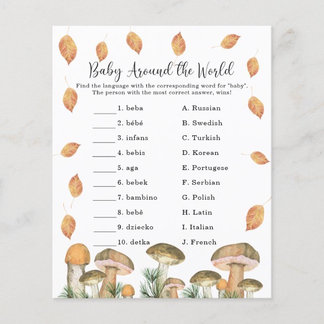 Papier Baby Around the world - Baby shower Game (Devant)
