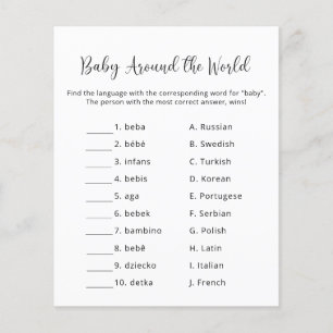 Papier Baby Around the world - Baby shower Game
