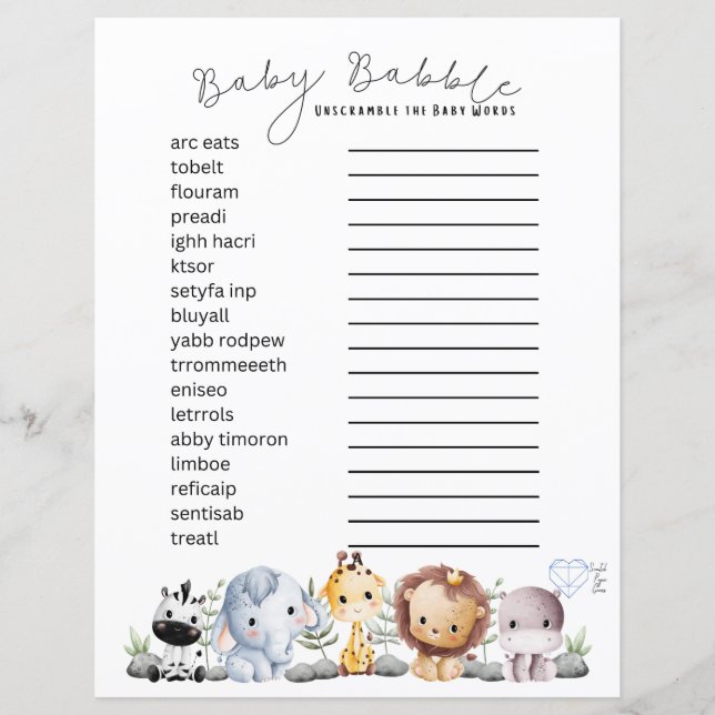 Papier Baby Babble - Baby Themed Word Scramble (Devant)