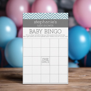 Papier Baby Bingo - Baby-Shower-Spiel mit pastelblauen Ch