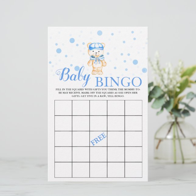 Papier Baby Bingo Blue Baby Boy Shower Jeu (Debout devant)
