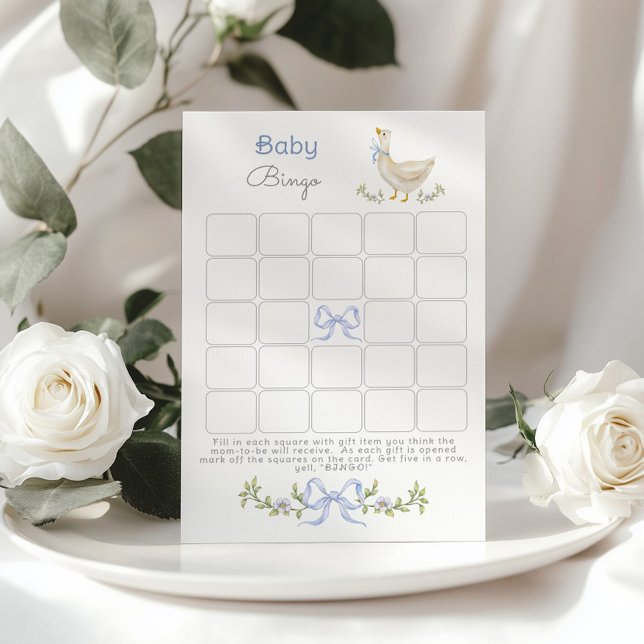Papier Baby Bingo Blue Goose baby shower à fleurs jeu (Créateur téléchargé)