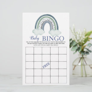 Papier Baby Bingo Blue Rainbow Baby Boy Shower Jeu