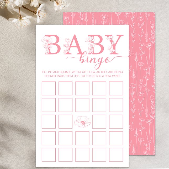 Papier Baby Bingo Game | Dusty Pink Wildflower (Pink Baby Bingo)