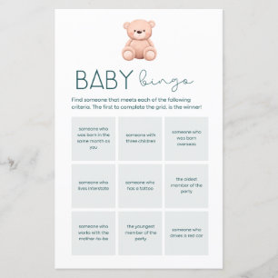 Papier Baby Bingo Jeux pour la Fête de Bébé Garçon