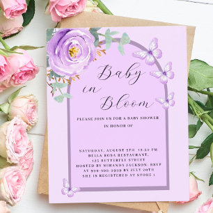Papier Baby Bloom violet papillon Baby shower invitation