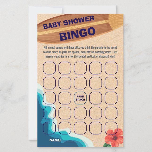Papier Baby Boy À Bord Baby shower Bingo Game Card (Devant)