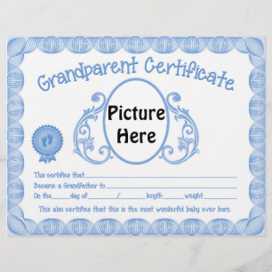 Papier Baby boy Grand-parents en-tête du certificat