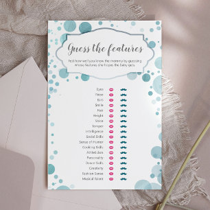 Papier Baby Boy Shower Game Guess Caractéristiques, Baby