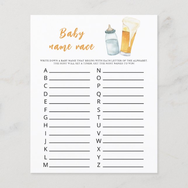 Papier Baby brasse de la bière - Baby nom race jeu (Devant)