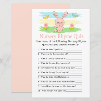 Papier Baby bunny Nursery Rhyme jeu de baby shower