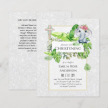 Baby Elephant CHRISTENING Invitation pour les fill