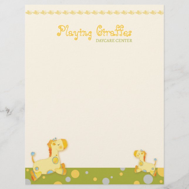 Papier Baby Giraffes Garde d'enfants en-tête d'entreprise (Devant)