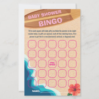 Papier Baby Girl On Board Baby shower Bingo Game Card